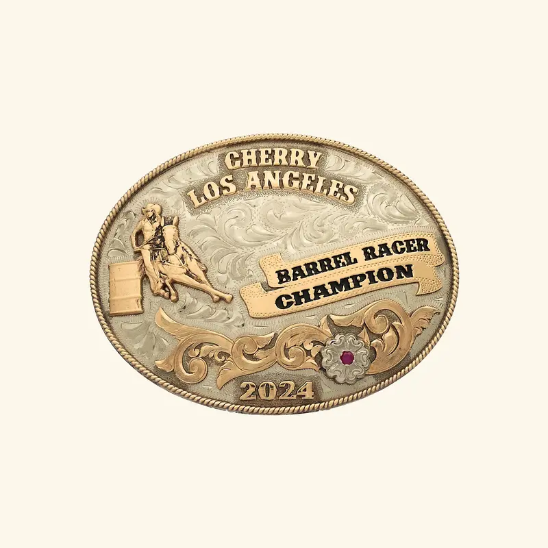 Sterling Sliver Barrel Racing Champion Buckle (Silver) 1