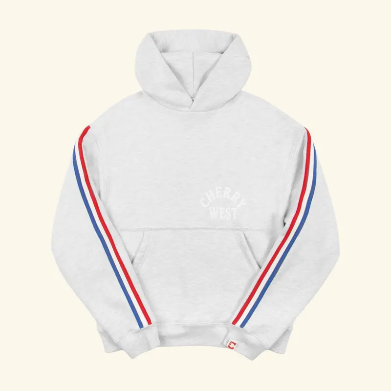 Striped Applique Hoodie (Heather Grey) 1