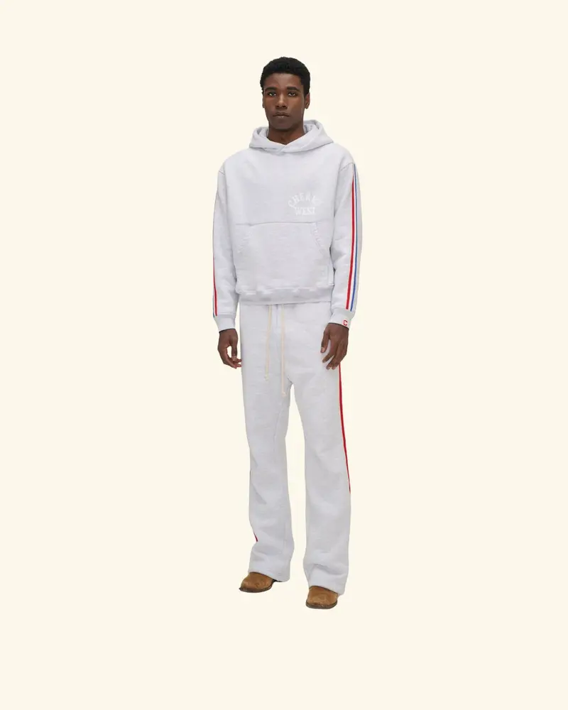 Striped Applique Hoodie (Heather Grey) 3