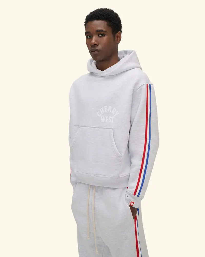 Striped Applique Hoodie (Heather Grey) 5