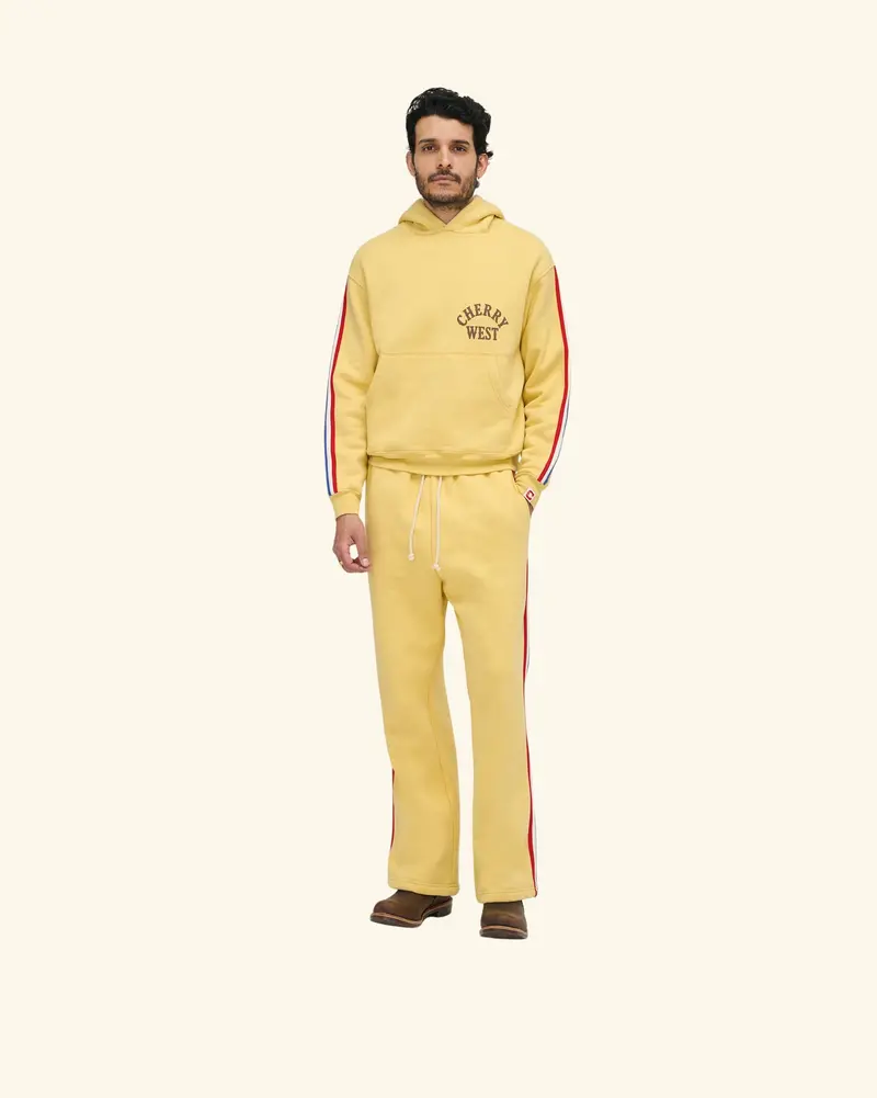 Striped Applique Parachute Sweatpants (Butter) 3