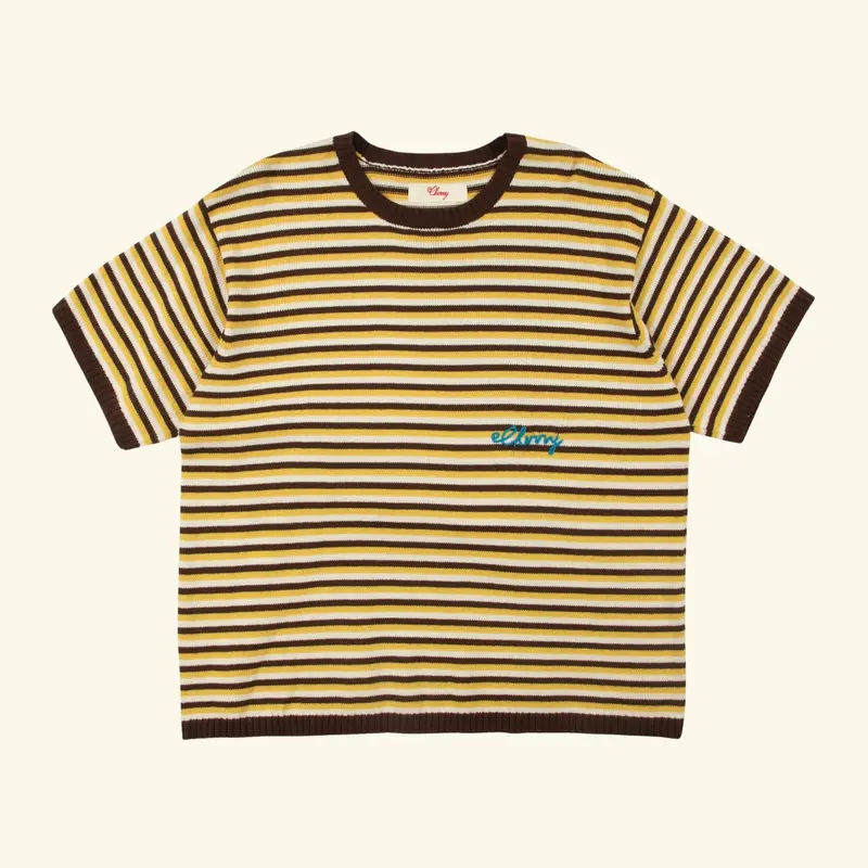 Striped Knit T-Shirt (Brown Butter) 1