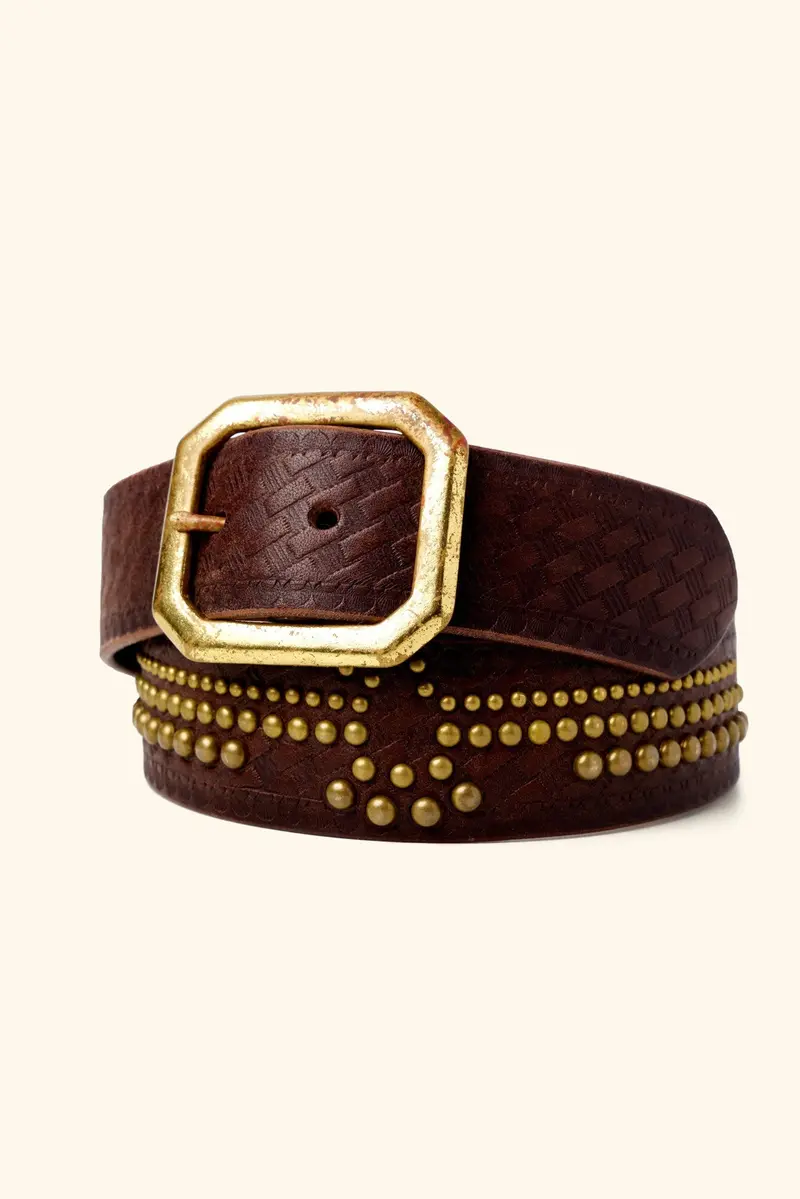 Studded Eagle Belt (Brown) 1