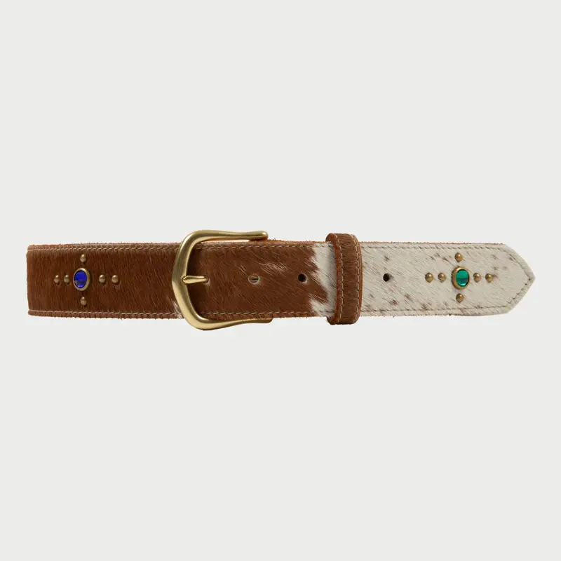 Studded Leather Belt (Calf Hair) 1