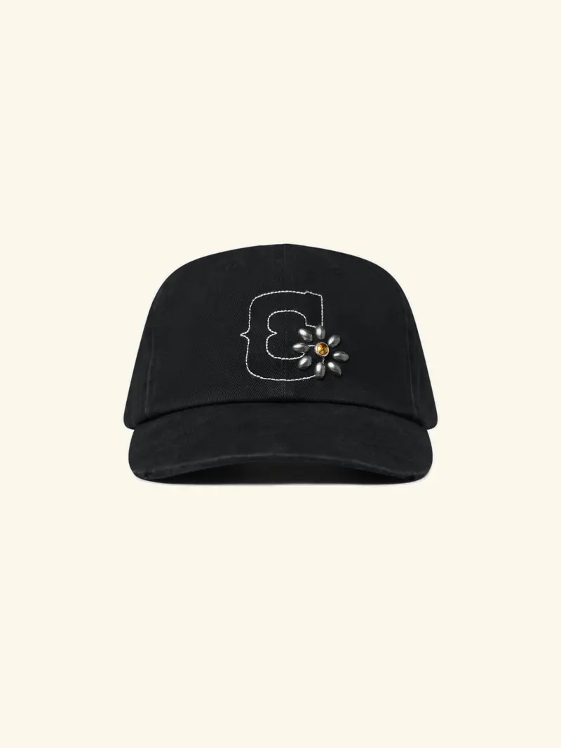 Studded Unstructured Hat (Black) 1