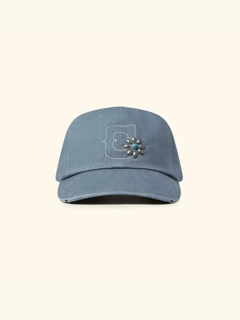 Studded Unstructured Hat (Sun Faded Blue) 1