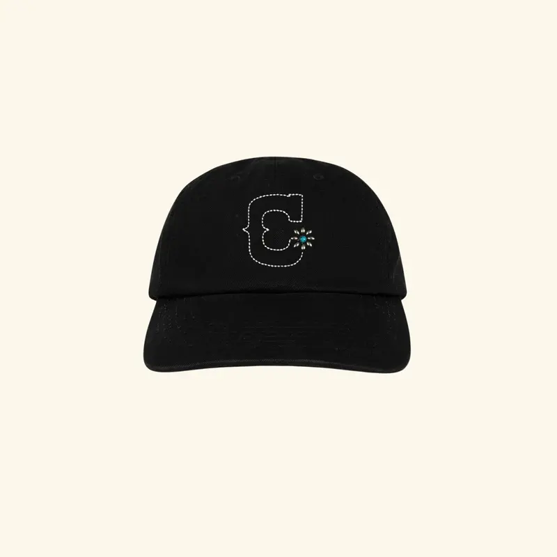 Studded Unstructured Hat (Vintage Black) 1