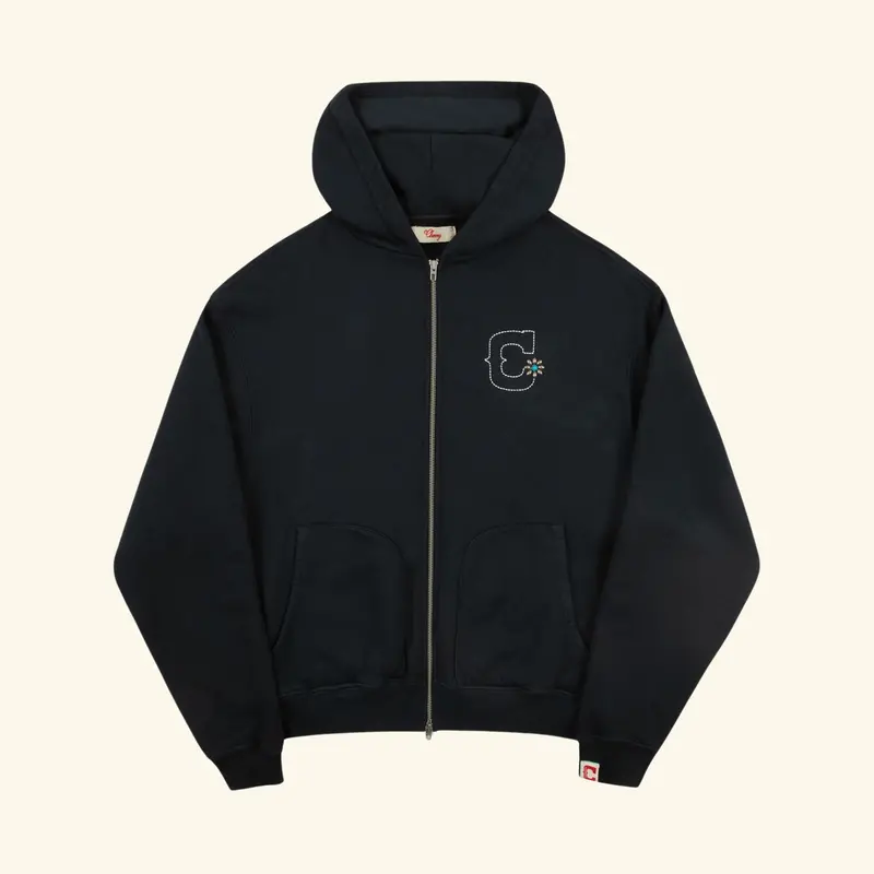 Studded Zip Up Hoodie (Vintage Black) 1