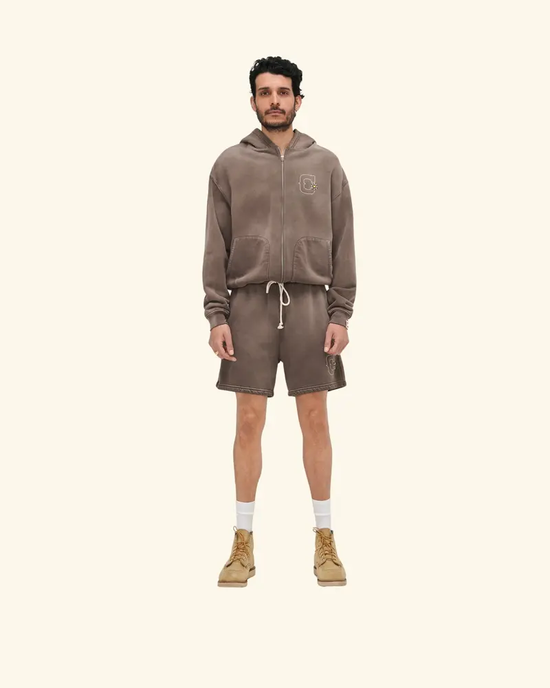 Studded Zip Up Hoodie (Vintage Brown) 3