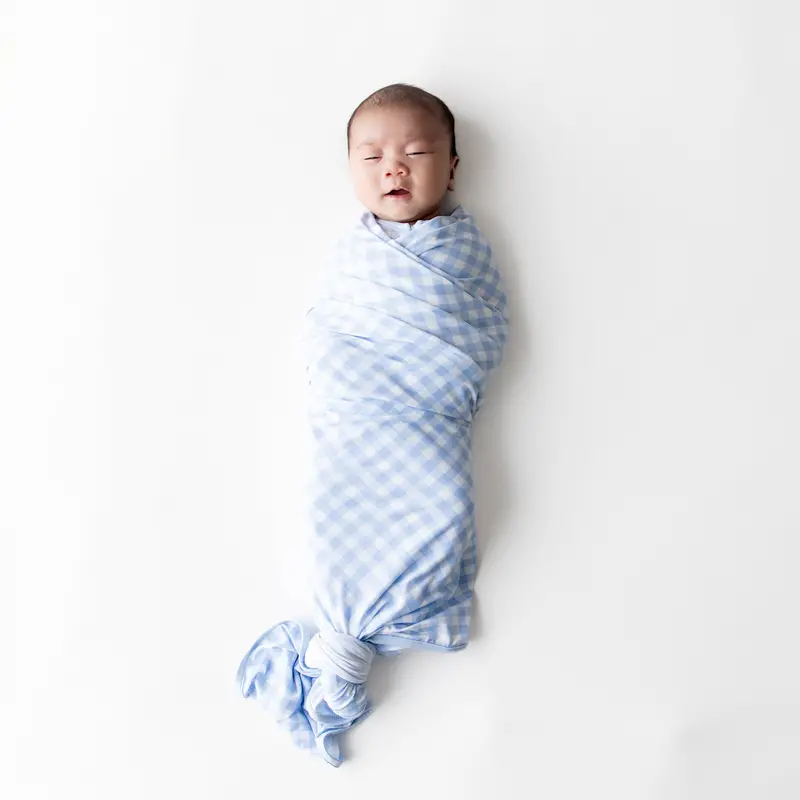 Swaddle Blanket In Gingham Breeze 1