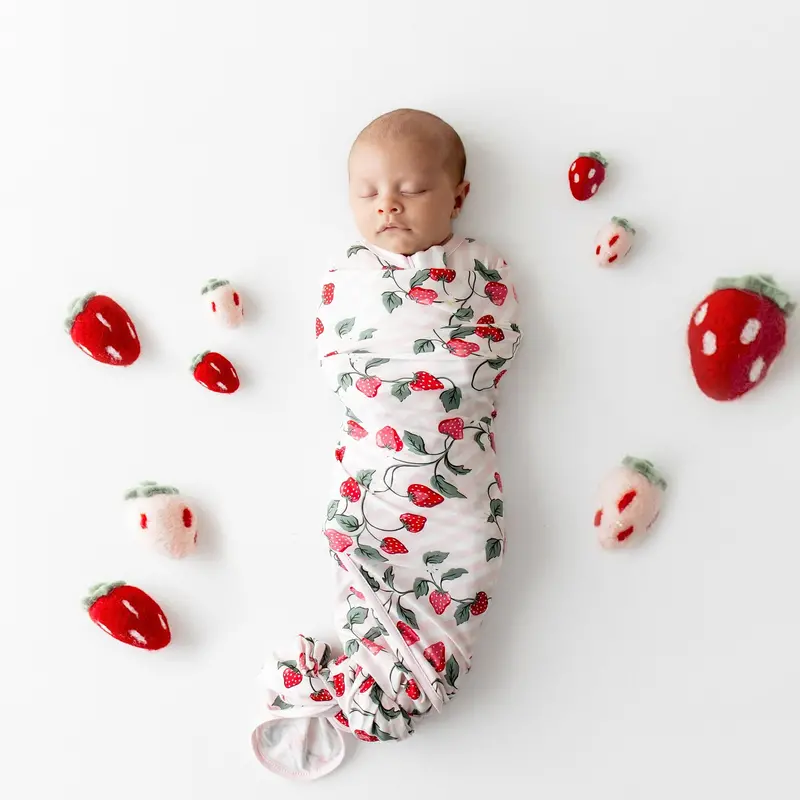 Swaddle Blanket In Strawberry Fields 1
