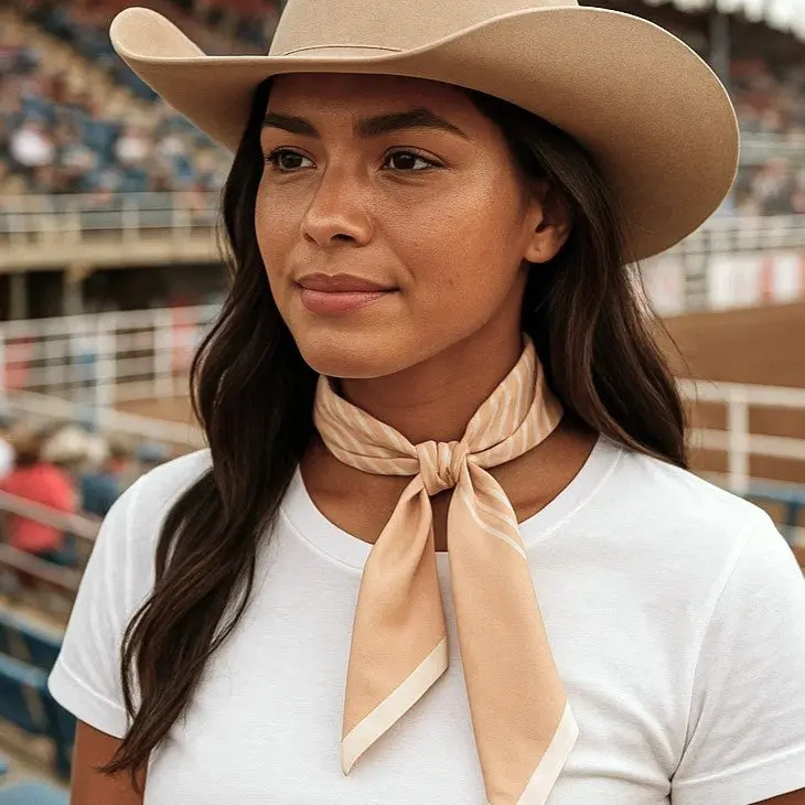 Tan And Cream Western Skinny Mini Wild Rag Scarf / Cowgirl Necktie #Tw106 1