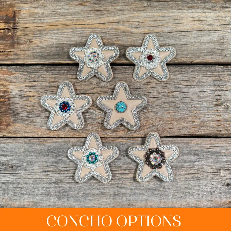Tan Small Star Rhinestone Rosette - Assorted Conchos 1
