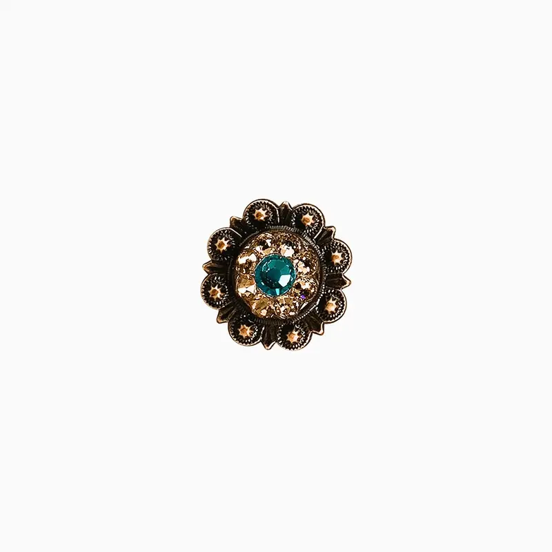 Teal & Champagne Copper 1" European Crystal Concho 1