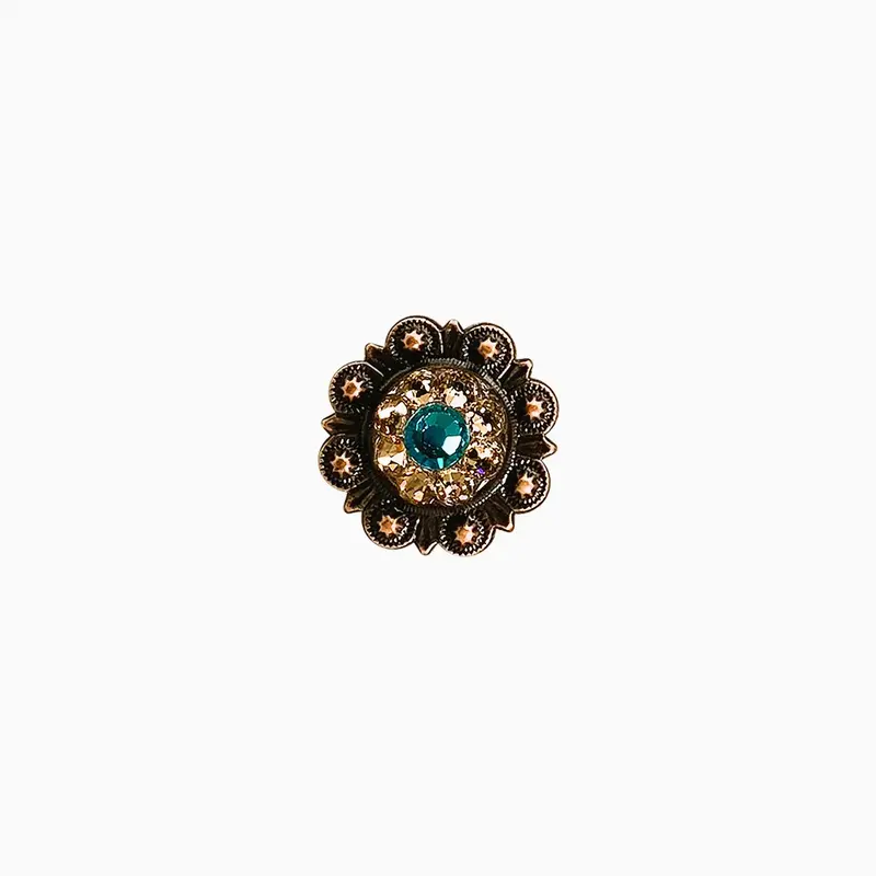 Teal & Champagne Copper 1" European Crystal Concho 1