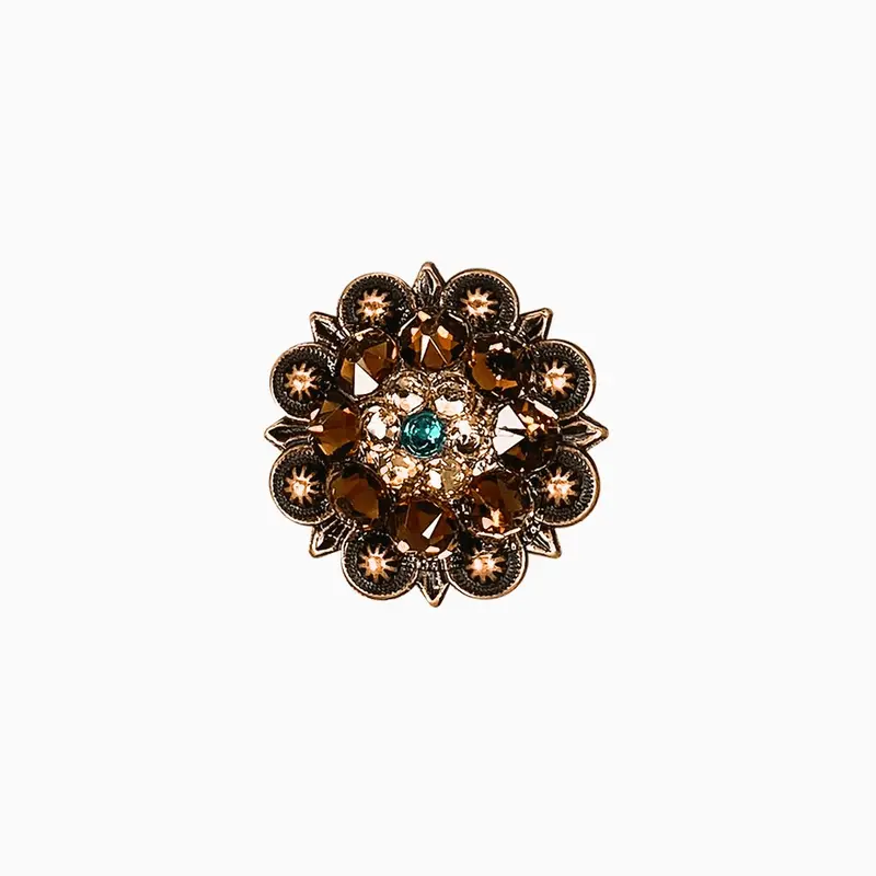 Teal Champagne & Topaz Copper 1.25" European Crystal Concho 1