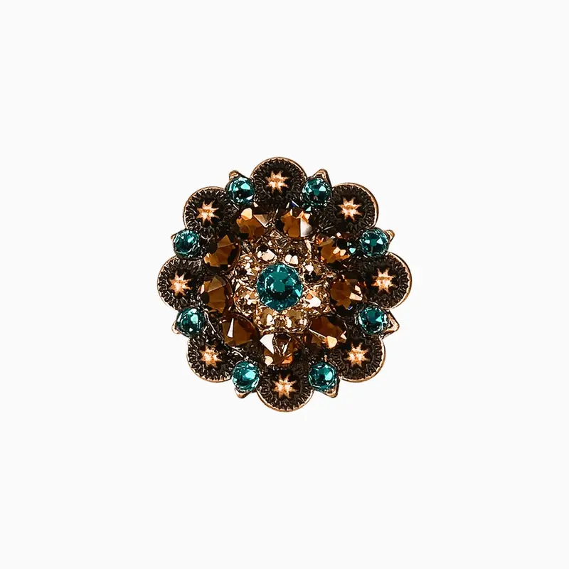 Teal Champagne & Topaz Copper 1.5" European Crystal Concho 1