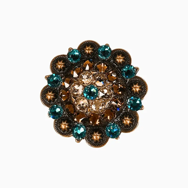 Teal Champagne & Topaz Copper 2" European Crystal Concho 1