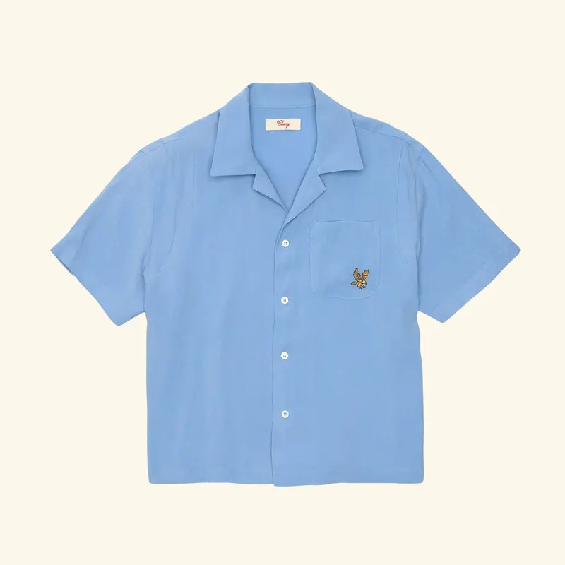 Tencel Bowling Shirt (Steel Blue) 1