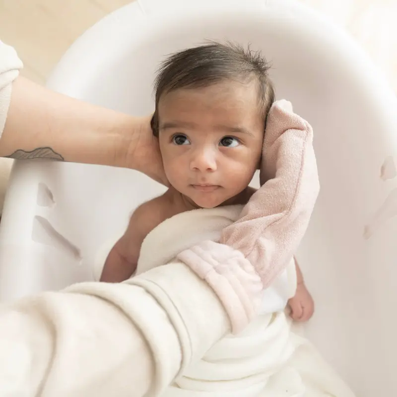 Terry Bath Mitt In Blush 1