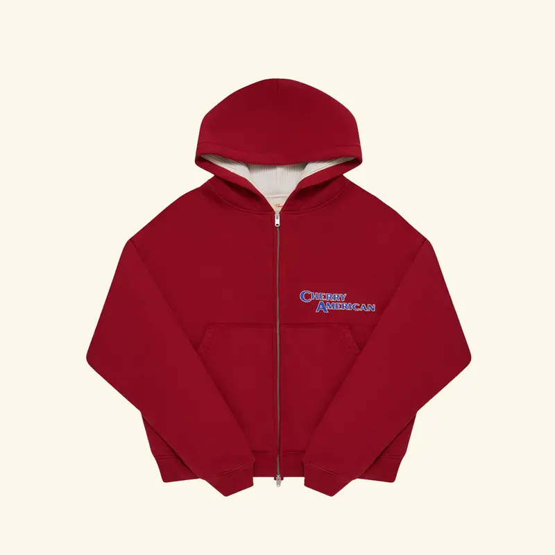 Thermal Zip Up Hoodie (Sun Faded Red) 1