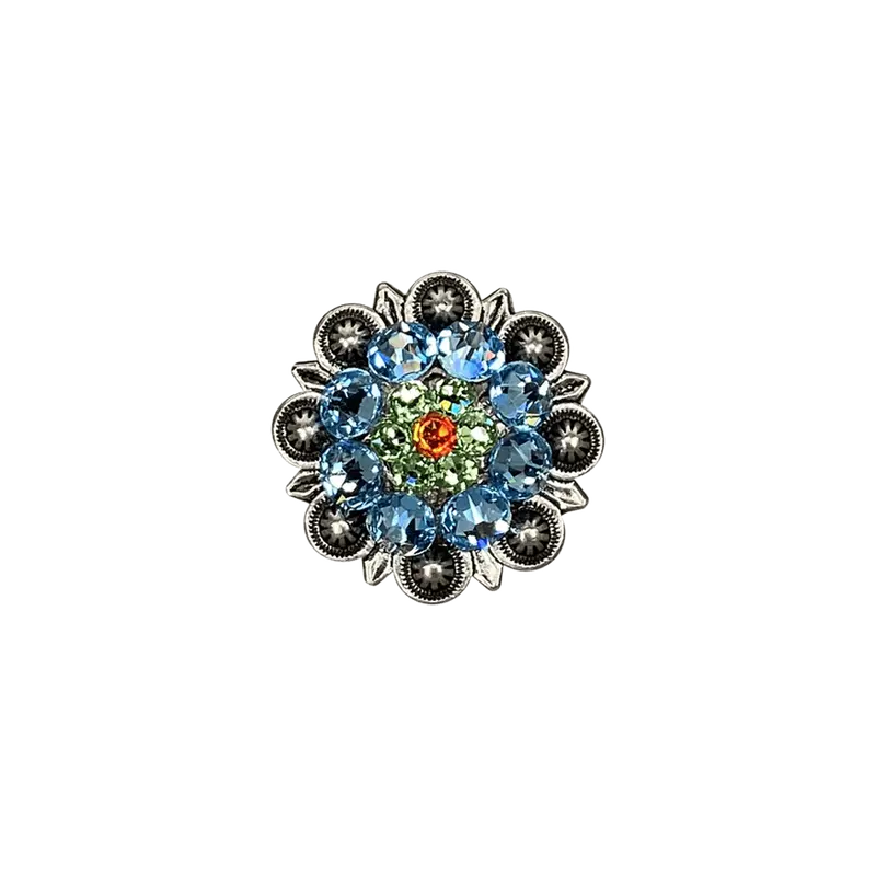 Tie Dye Antique Silver 1.25" European Crystal Concho 1