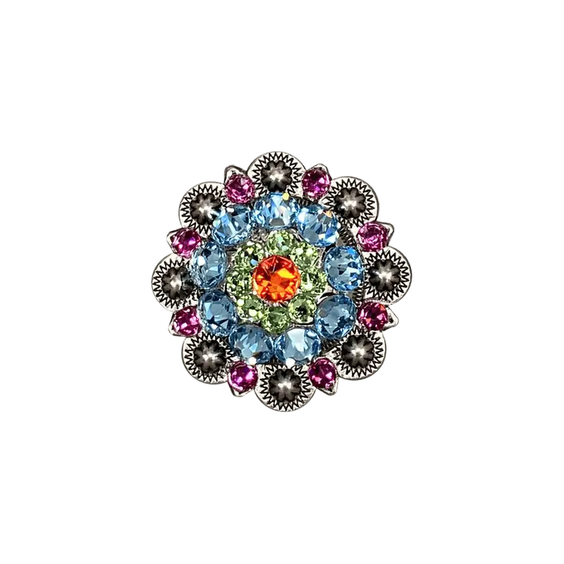 Tie Dye Antique Silver 1.5" European Crystal Concho 1