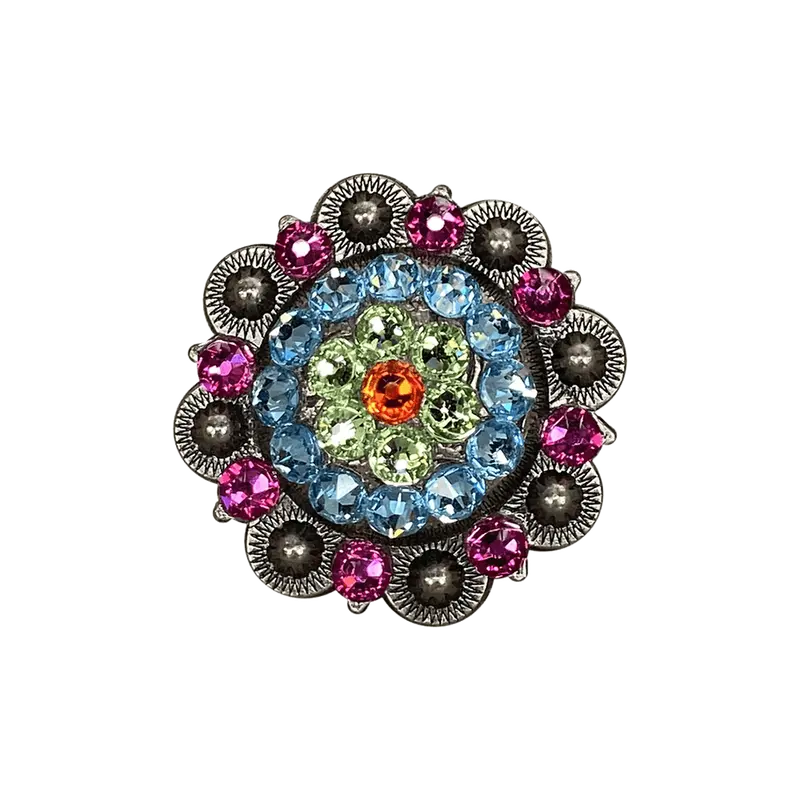 Tie Dye Antique Silver 2" European Crystal Concho 1