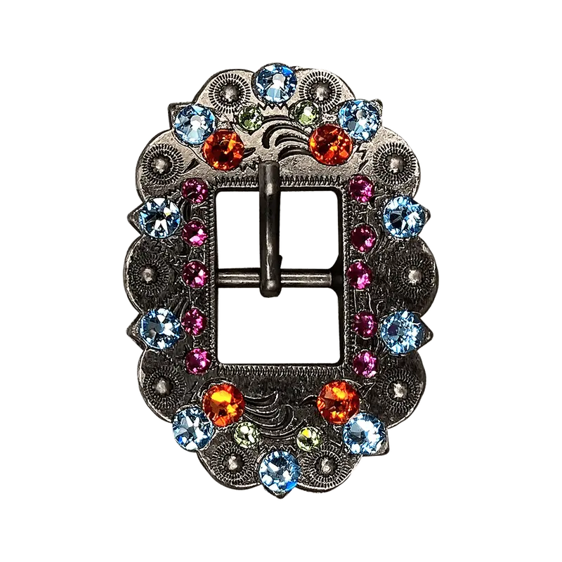 Tie Dye Antique Silver European Crystal Cart Buckle 1