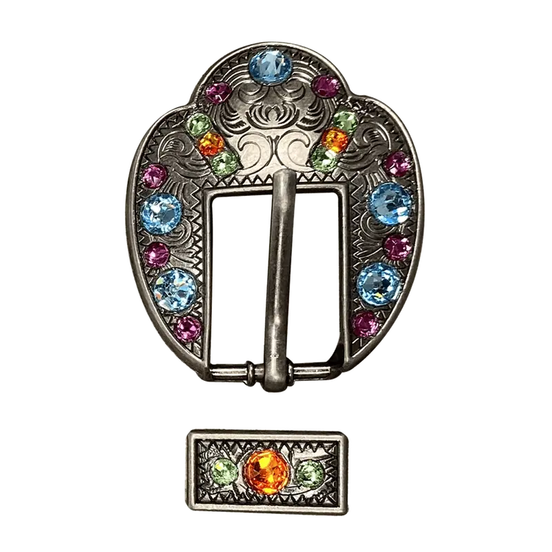 Tie Dye Antique Silver European Crystal Fancy Buckle 1
