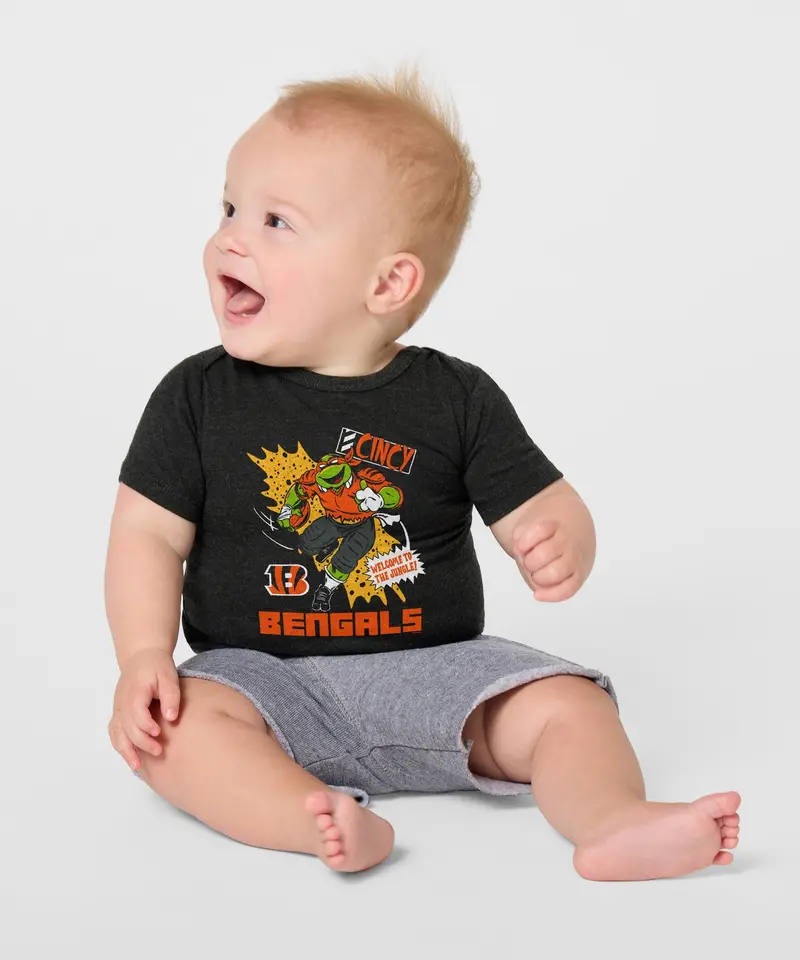 Tmnt Michelangelo X Cincinnati Bengals Baby One Piece 3