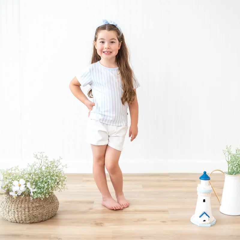 Toddler Basic Tee In Small Mist Stripe 1
