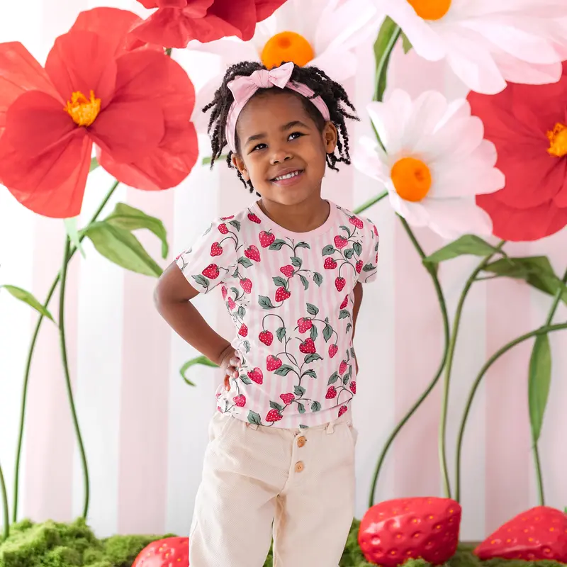 Toddler Basic Tee In Strawberry Fields 1
