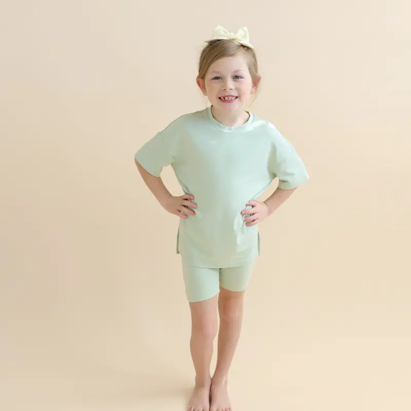 Toddler Biker Short Set In Basil 1