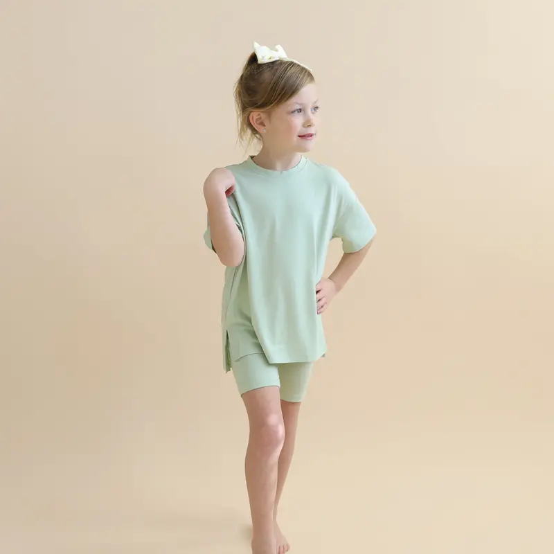 Toddler Biker Short Set In Basil 3