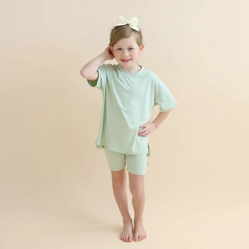 Toddler Biker Short Set In Basil 4