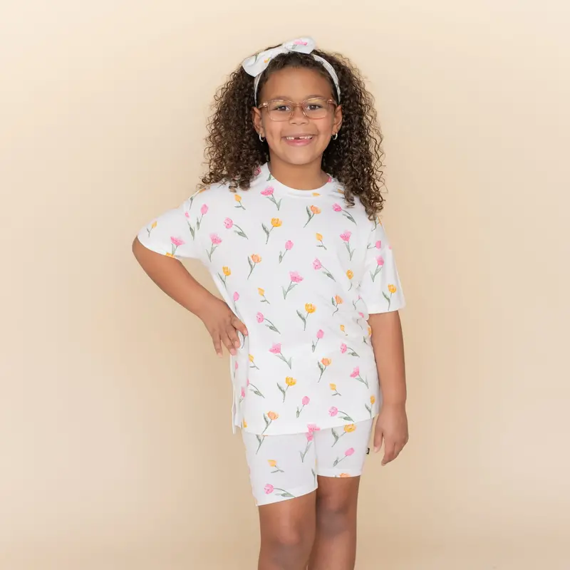 Toddler Biker Short Set In Tulip 1