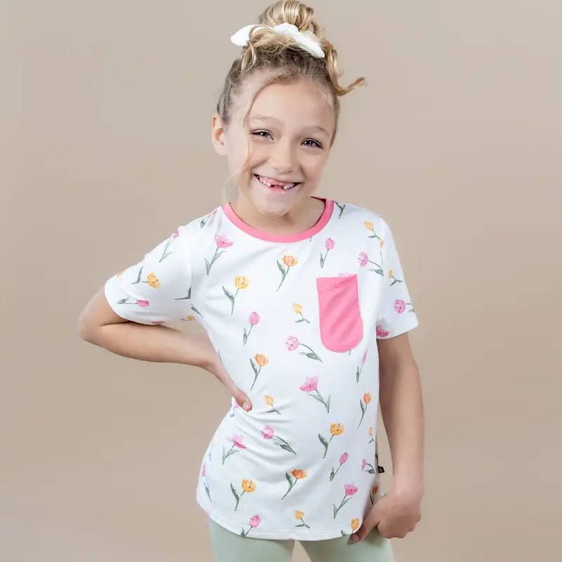 Toddler Crew Neck Tee In Tulip 1