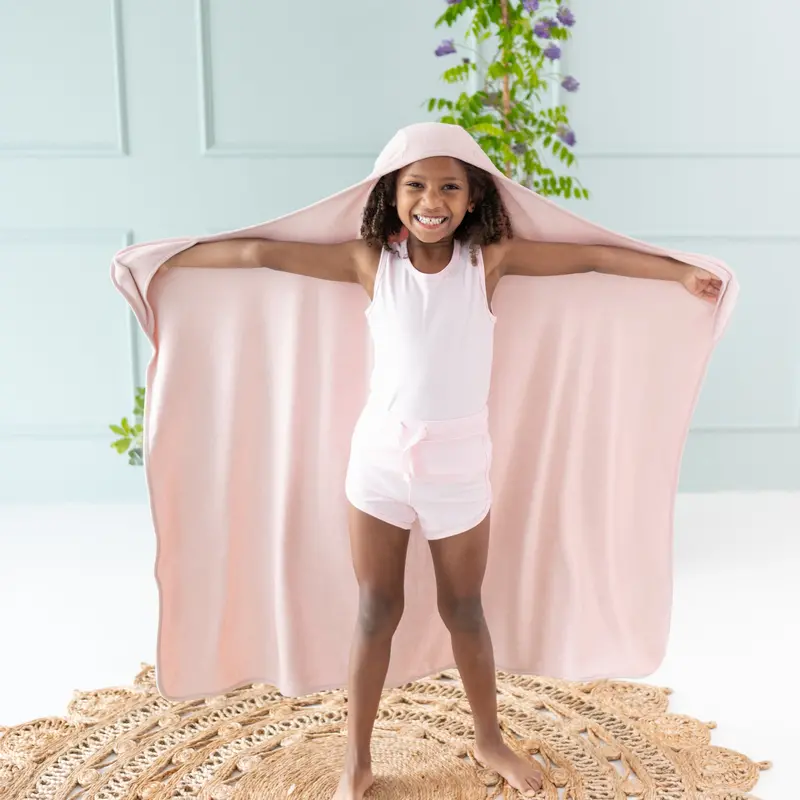 Toddler Hooded Bath Towel In Blush 1