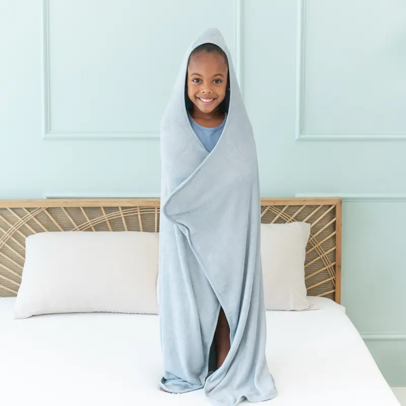 Toddler Hooded Bath Towel In Fog 1