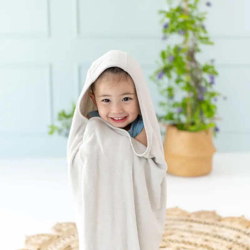 Toddler Hooded Bath Towel In Oat 1