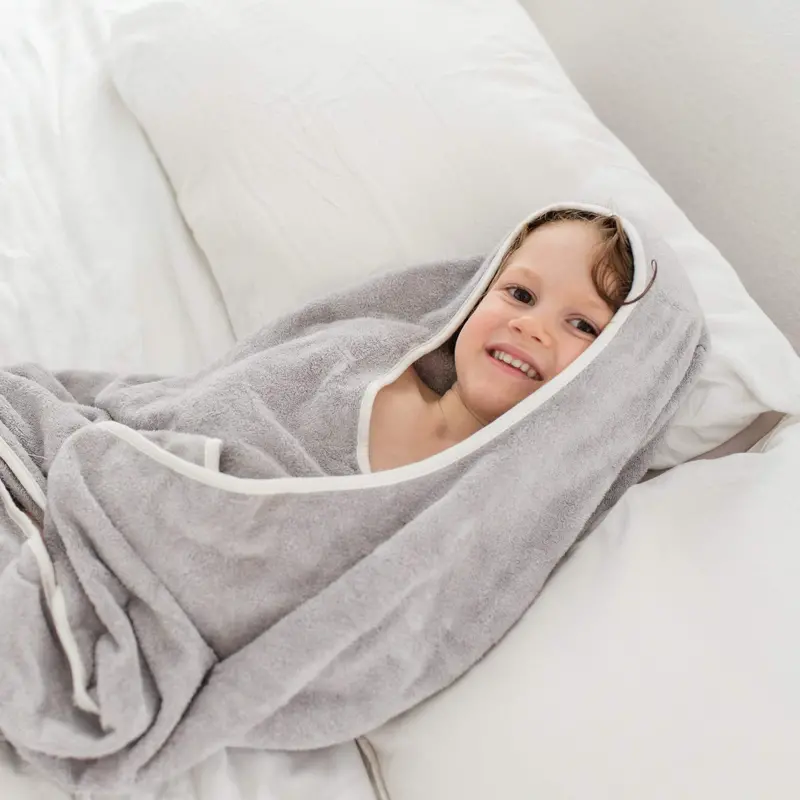 Toddler Hooded Bath Towel In Storm With Cloud Trim 1