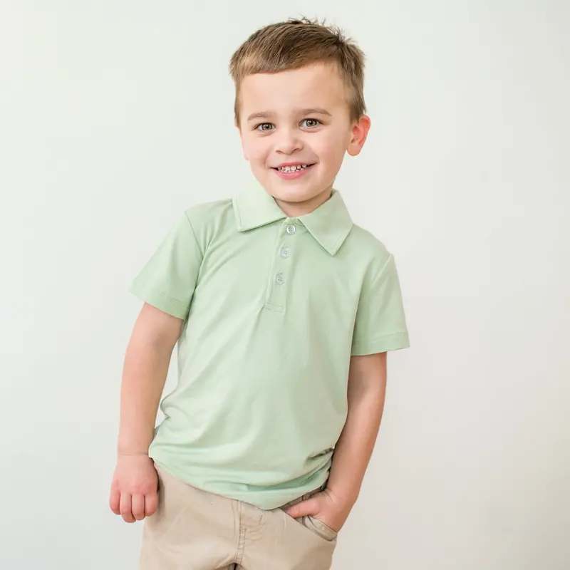 Toddler Short Sleeve Polo In Basil 1