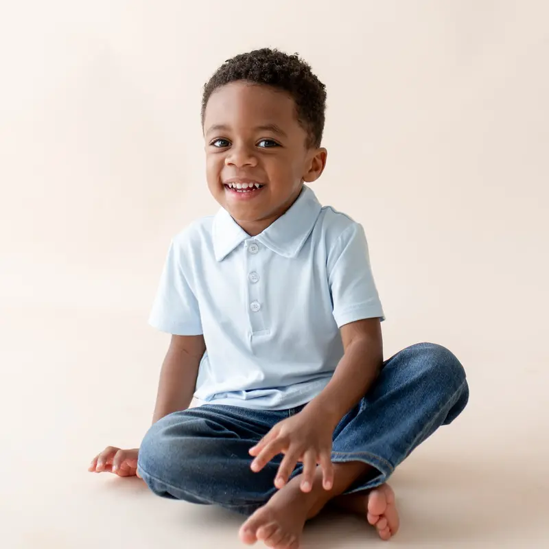 Toddler Short Sleeve Polo In Breeze 1