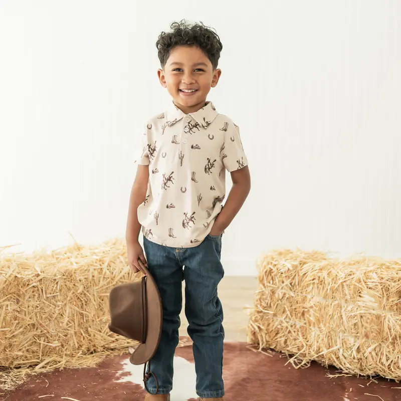 Toddler Short Sleeve Polo In Classic Cowboy 1