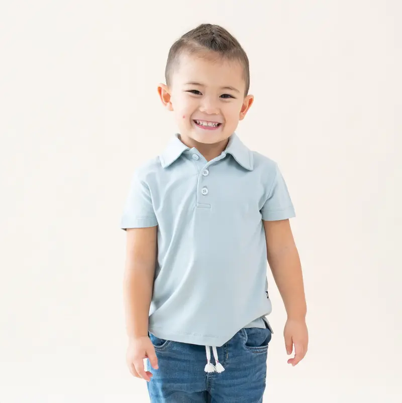 Toddler Short Sleeve Polo In Fog 1