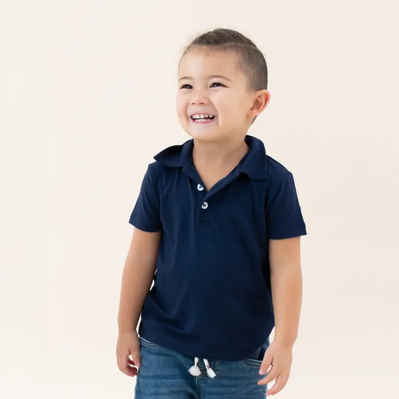 Toddler Short Sleeve Polo In Navy 1
