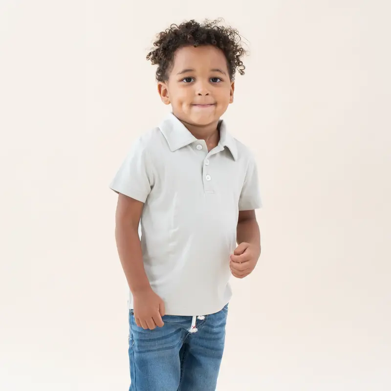 Toddler Short Sleeve Polo In Oat 3