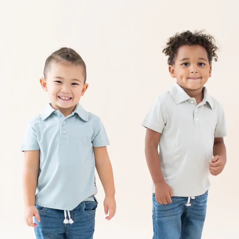 Toddler Short Sleeve Polo In Oat 4