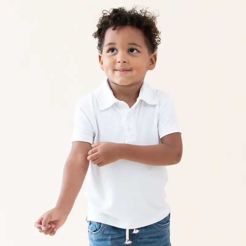 Toddler Short Sleeve Polo In Snow 3